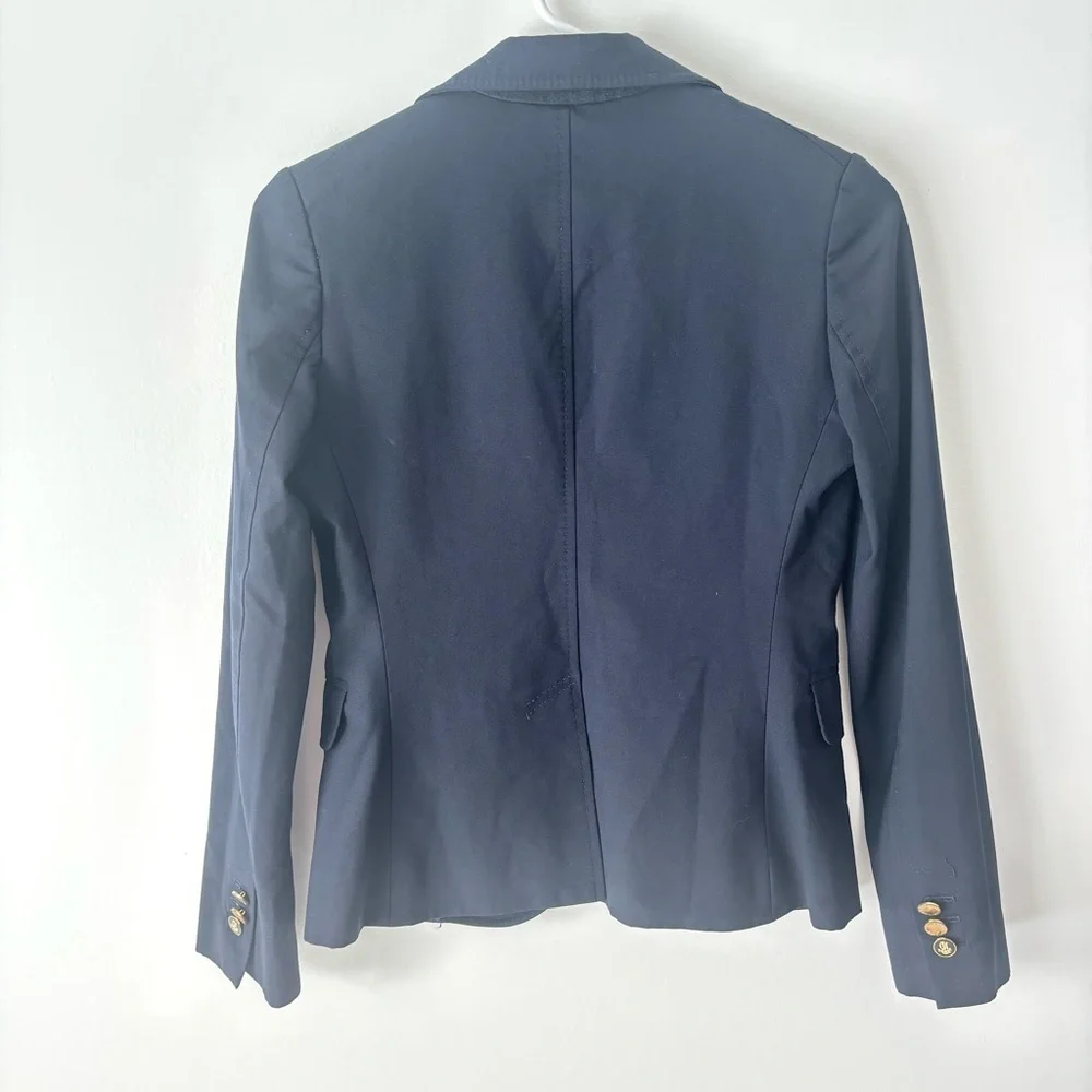 Tory Burch Navy Blue Wool Blend Blazer Gold Buttons Professional Business Career